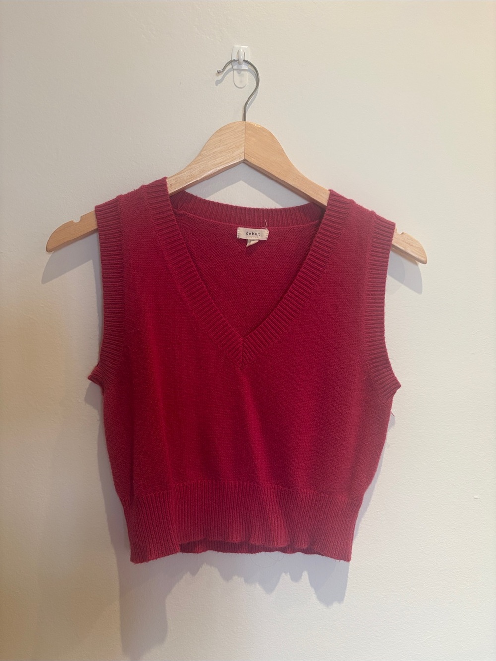 debut Burgundy V-Neck Knit Sweater Vest